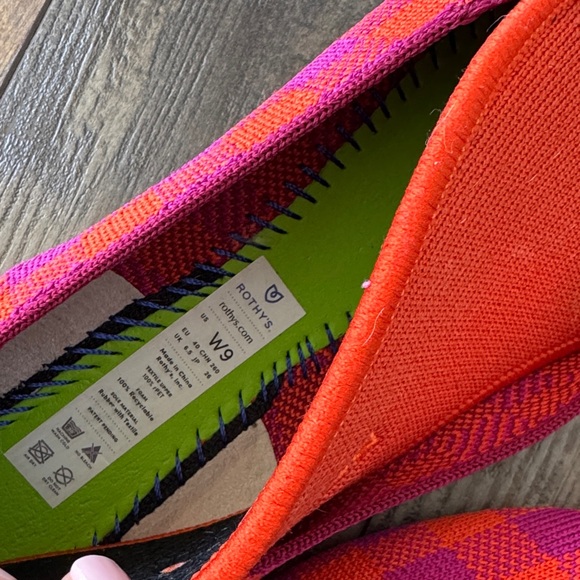 Rothy's Red and Pink Check Knit Ballet Flats - Picture 4 of 4